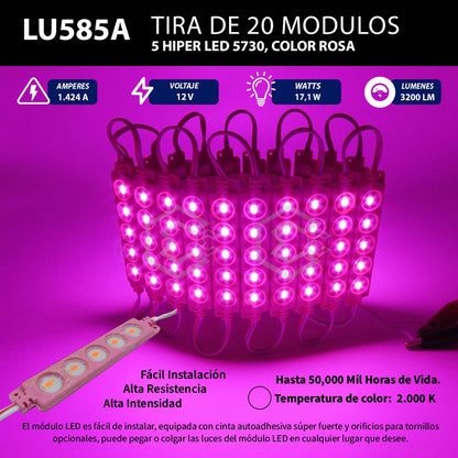 20 Modulos De 5 Leds 5630 Hiper Led Ip65 Contra Agua Color