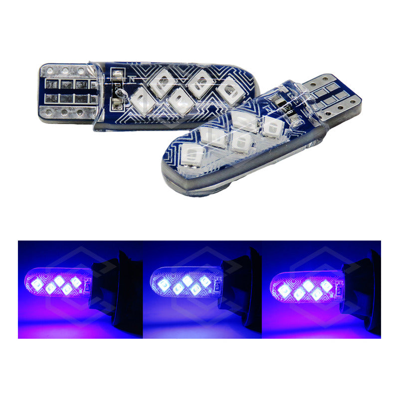 Par De Focos De Pellizco T10 10 Leds Smd Silicón Mosaico 12v