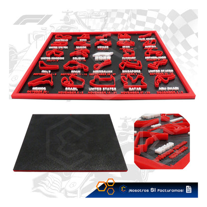 Cuadro Mapa Circuitos Pistas Formula 1 F1 Temporada 2026 Rojo Negro