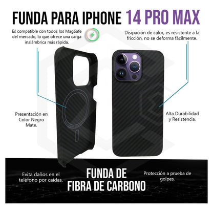 Funda Case De iPhone 13-14 Fibra De Carbono 100% Real