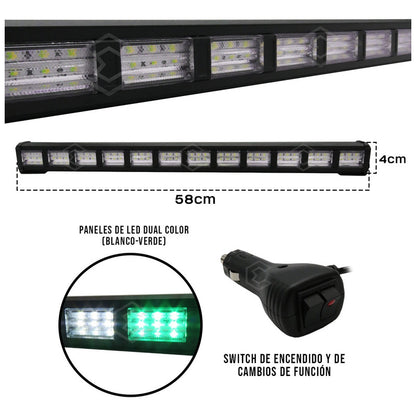 Barra 216 Led 19 Funciones 12 Módulos Bicolor Estrobo 12-24v