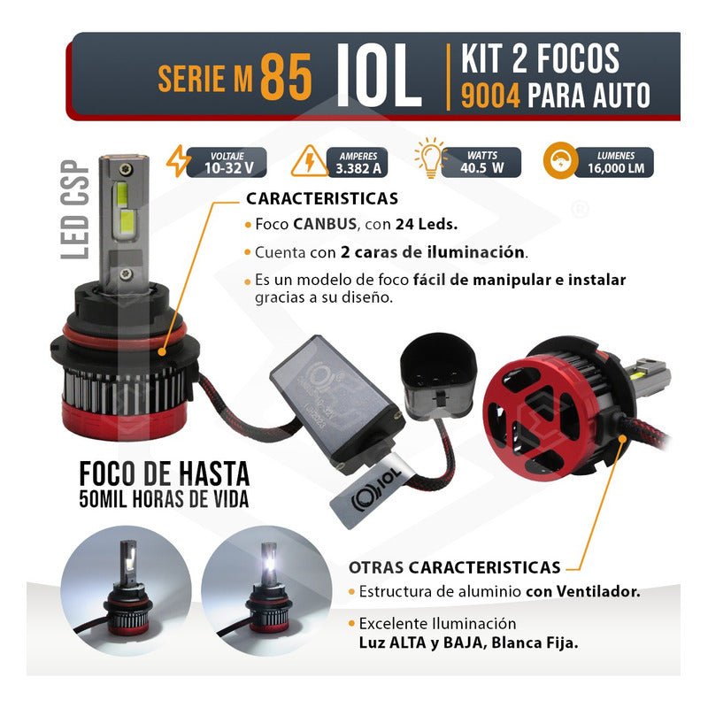 Kit Focos Led 9004 Csp Canbus Ventilador Alta Y Baja 16000lm 9004