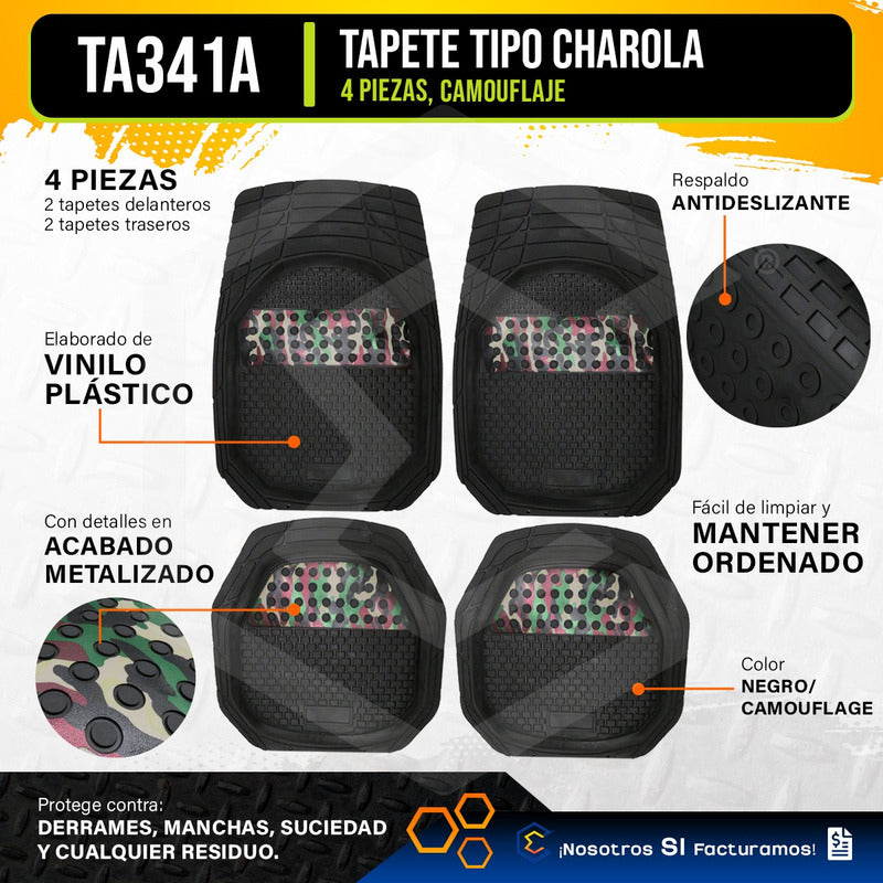 Tapete Tipo Charola Uso Rudo Auto Camioneta Juego 4 Piezas