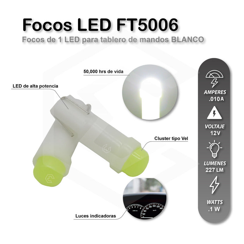 Kit 4 Focos 1 Led Pellizco T5 2721 Tablero Cluster Tipo Vela