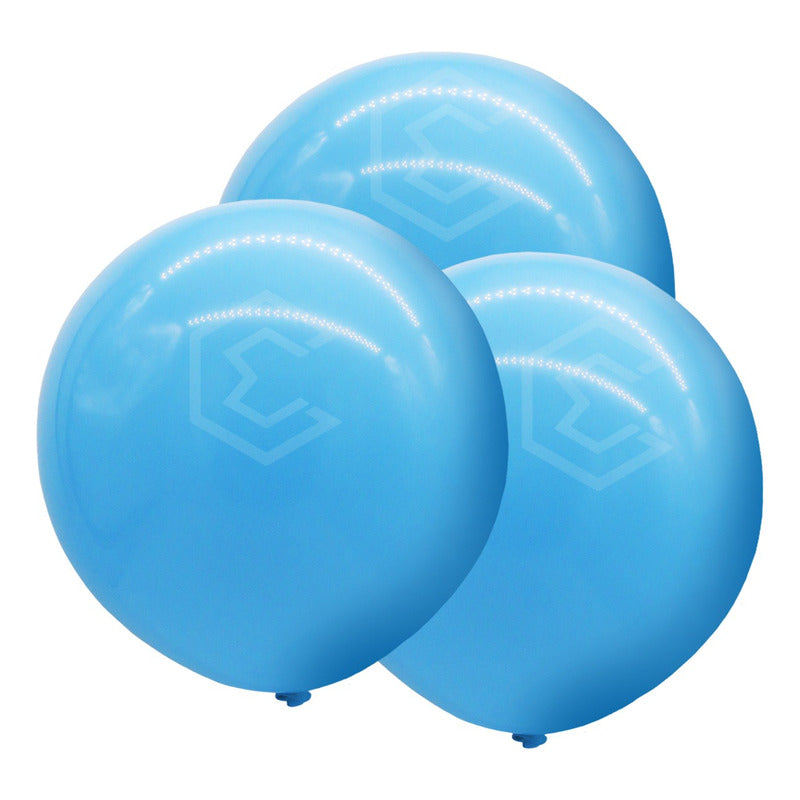 Bolsa 3 Globos Azul Claro Brillosos #36 Fiestas Bodas Latex Azul Claro Brilloso