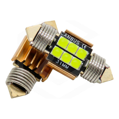 Par De Focos Luz Interior 31 36 39 41 Mm 6 Leds Canbus 12v