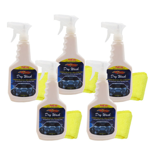 5 Dry Wash Lavado En Seco Carroceria Vidrios Tablero Rines