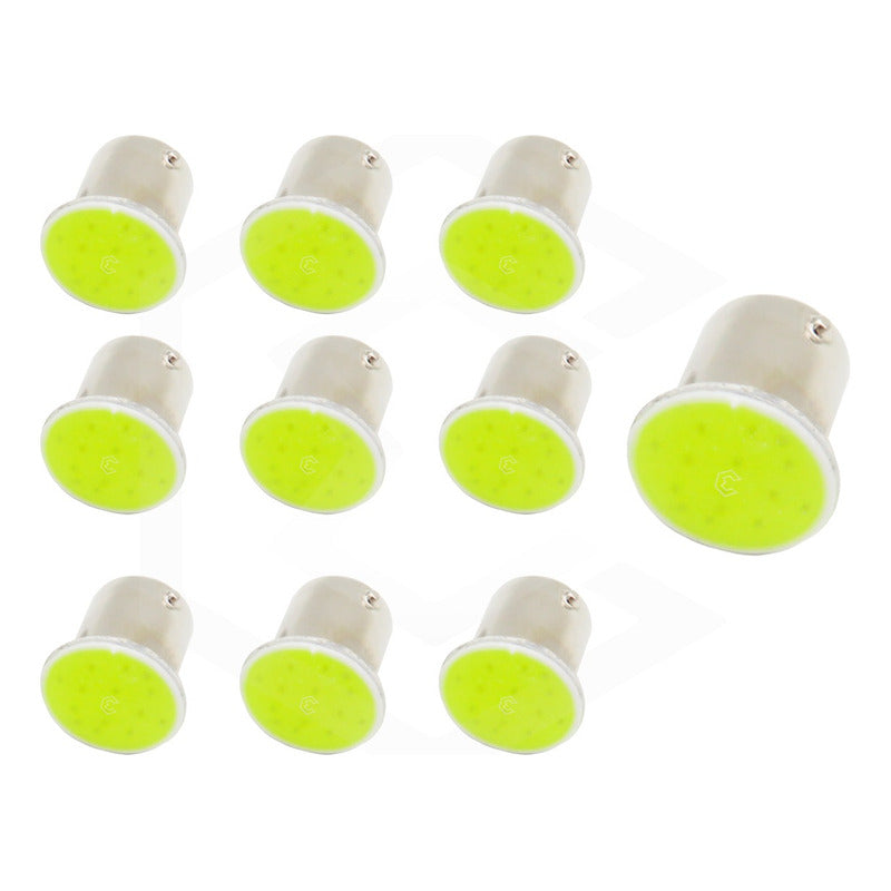 10 Focos 1156 1157 Led Cob Cuarto Stop Direccional Reversa