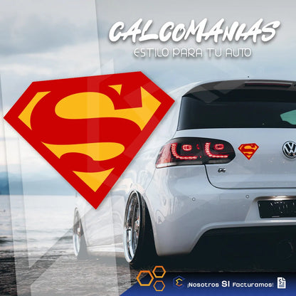 2 Calcomanía Superman Logo Vinil Auto Moto 11.5cmx9cm