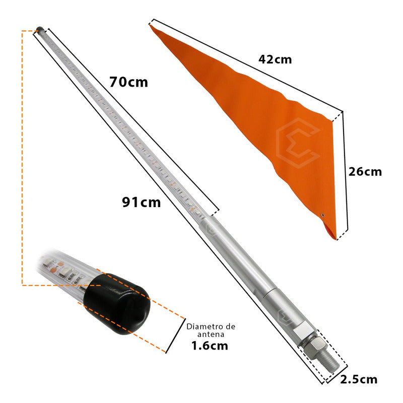 Antena 84 Leds Universal Bandera Rzr Can Am Atv 90cm 12-24v