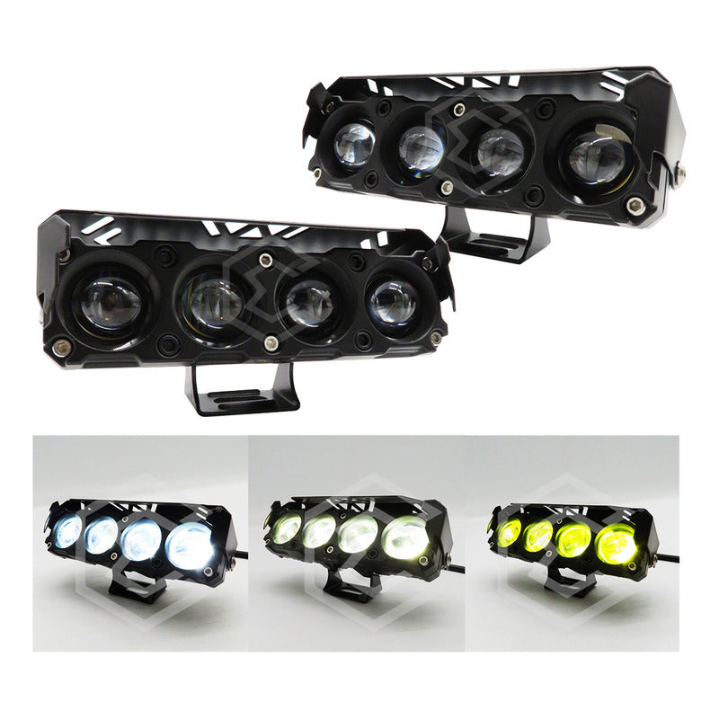 Par De Faros 4 Lupas 24 Leds Auxiliares Bicolor Fijo 10-30v