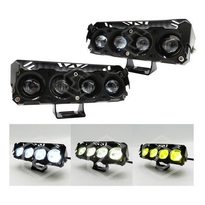 Par De Faros 4 Lupas 24 Leds Auxiliares Bicolor Fijo 10-30v