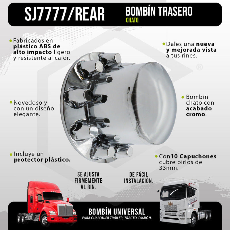 Par Bombin Tapa Masa Trasero Con 10 Capuchones Cromados