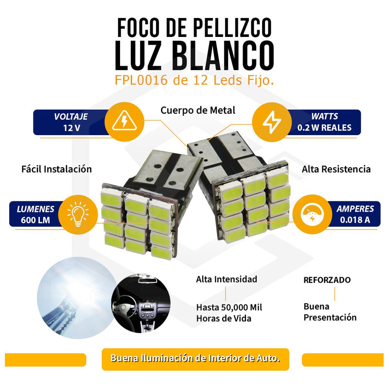Par De Focos De Pellizco 12 Leds Luz Interior Alta Intencida