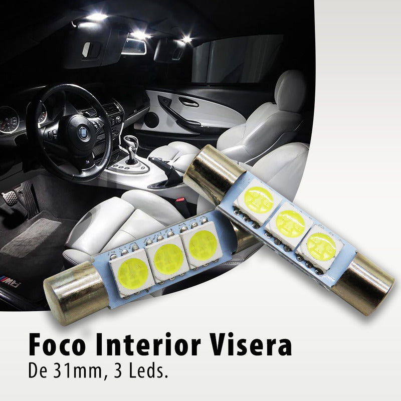4 Focos Fusibles Festoon 28mm 31 Mm T6.3 Con 3 Led Viseras