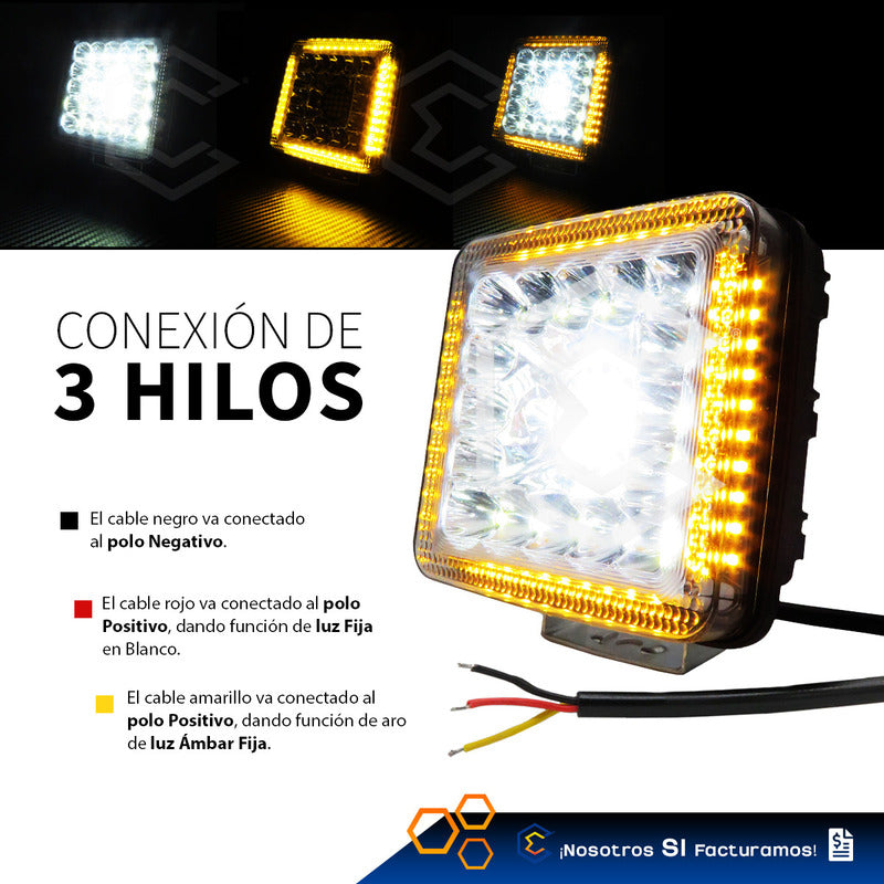 Par De Faros 77 Leds Luz Blanco-ámbar Fijo 20,000lm 12-36v