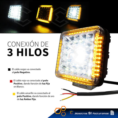 Par De Faros 77 Leds Luz Blanco-ámbar Fijo 20,000lm 12-36v