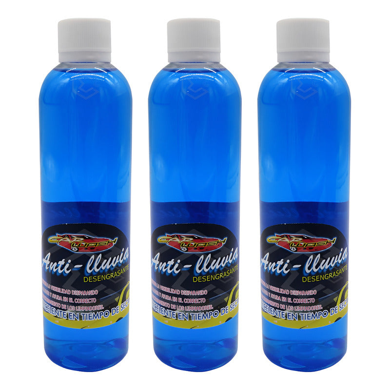 3 Desengrasante Repelente Agua Parabrisas Buena Visibilidad Azul