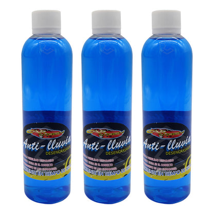 3 Desengrasante Repelente Agua Parabrisas Buena Visibilidad Azul