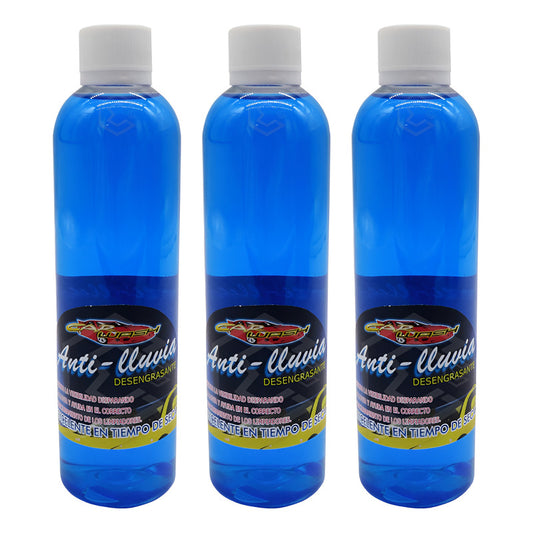 3 Desengrasante Repelente Agua Parabrisas Buena Visibilidad Azul