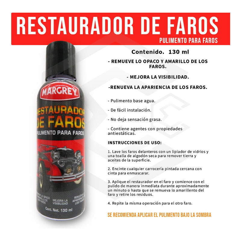 Restaurador Para Faros Excelente Acabado 130 Ml Margrey Blanco