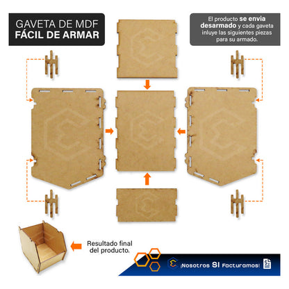 Gaveta Caja Organizadora Almacenamiento Apilable Mdf 10 Pzas Mdf