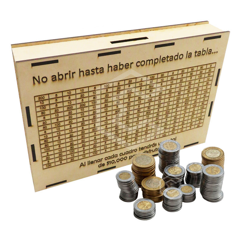 Alcancia Caja De Ahorro Con Objetivo 10k 25k 45k Dinero Mdf