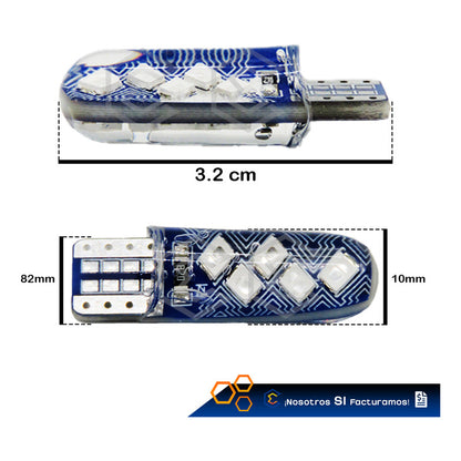 Par De Focos De Pellizco T10 10 Leds Smd Silicón Mosaico 12v