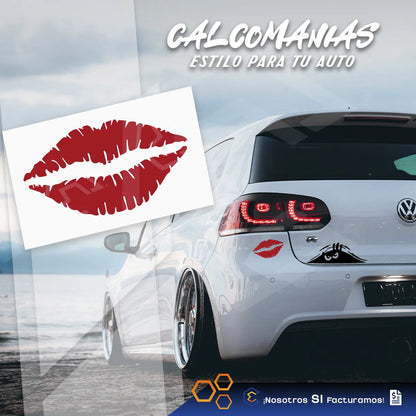 10 Calcomanía Beso Rojo Sticker Vinil Auto Moto 10cm X 6cm