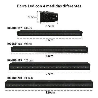 Barra 60 Leds Bicolor 3 Funciones 20'' 83.3w Pulgadas 12v
