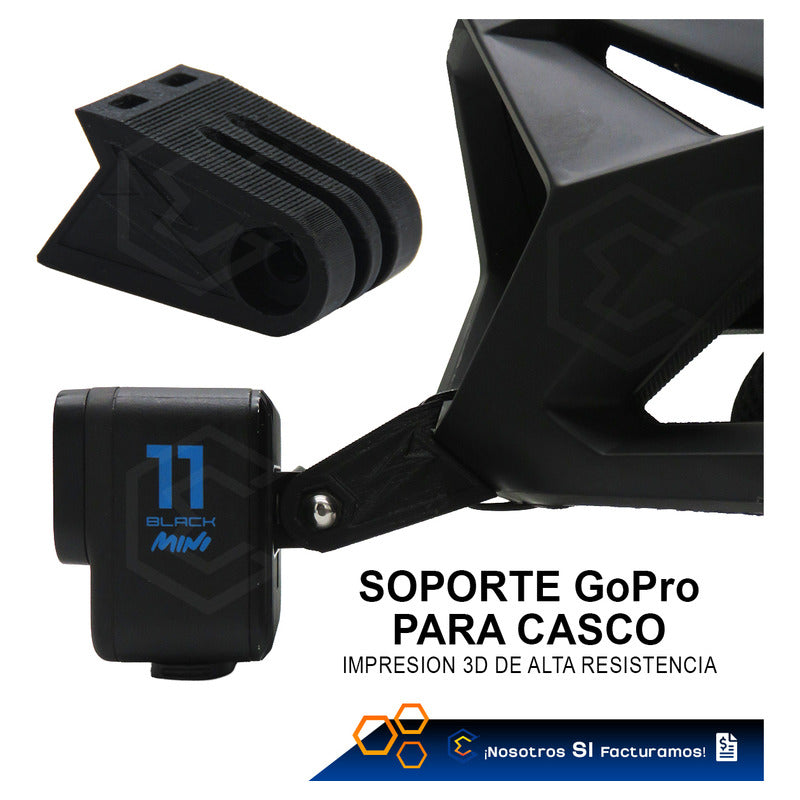 Soporte Casco Mtb Camara Gopro Insta 360 Impresion 3d Petg Negro