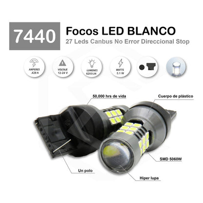 2 Focos 27 Led 1156 1157 3157 7440 7443 No Error Stop Cuarto