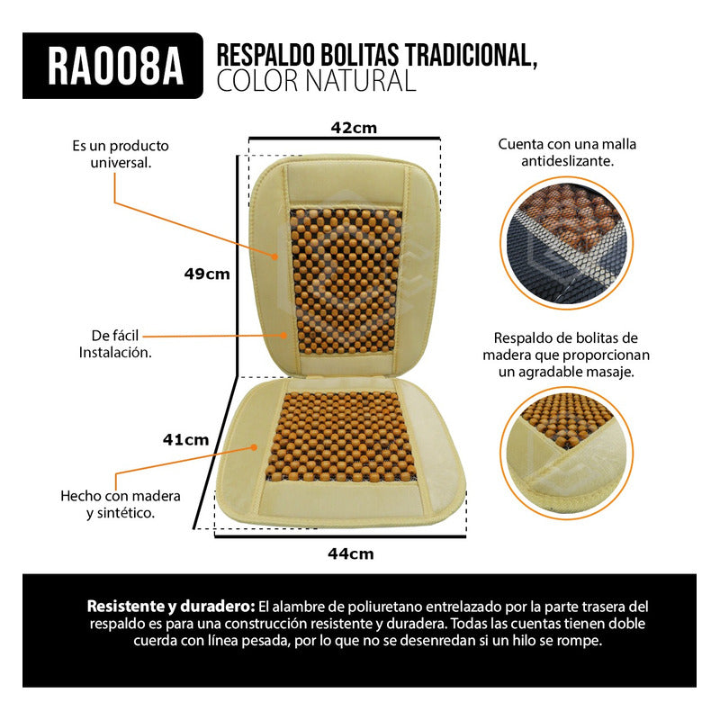 Respaldo Universal Asiento Bolitas De Madera Color A Elegir