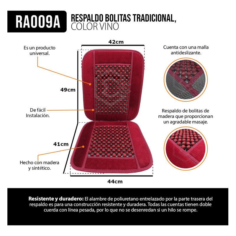 Respaldo Universal Asiento Bolitas De Madera Color A Elegir