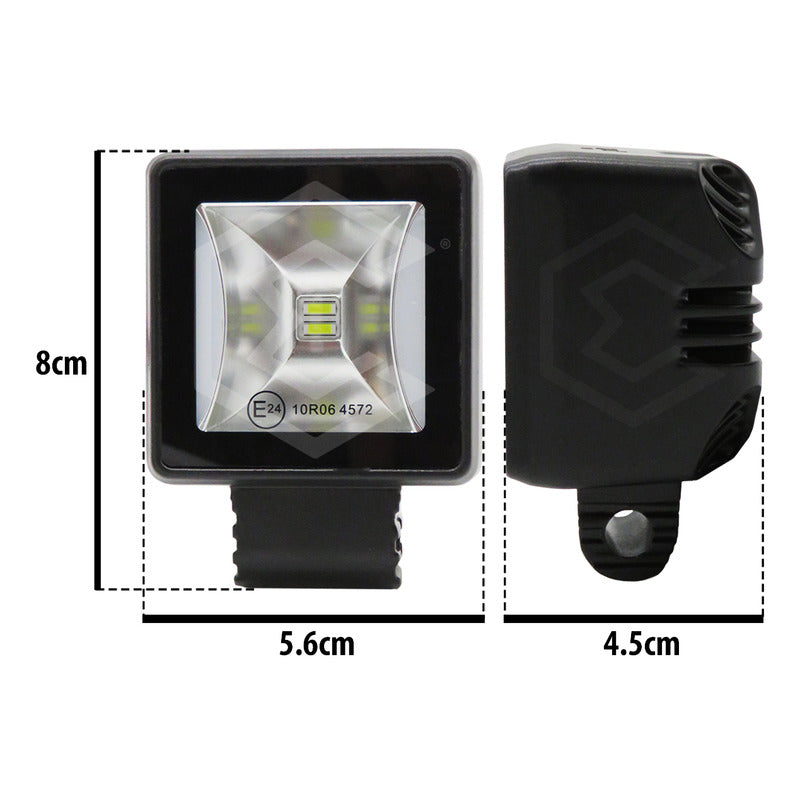 Par Faros 6 Leds Blancos Cuadrado 2 Funciones Cuartos 10-30v