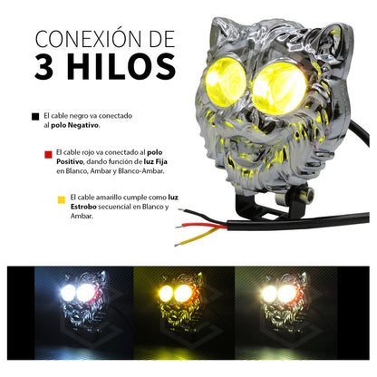 Par De Faros 6 Leds 2 Lupas Bicolor Fijo Estrobo Puma 12-24v