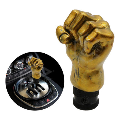 Pomo Perilla Palanca Automotriz Universal Forma Puño Dorado Dorado