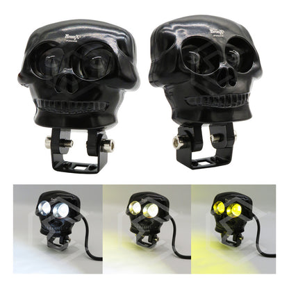 Par De Faros 6 Leds Con 2 Lupas Bicolor Fijo Estrobo 12-24v
