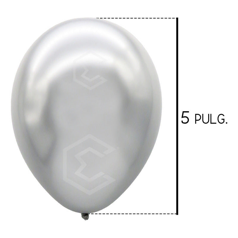 Bolsa 100 Globos Plata Metalizado #5 Fiestas Y Bodas Latex Plata