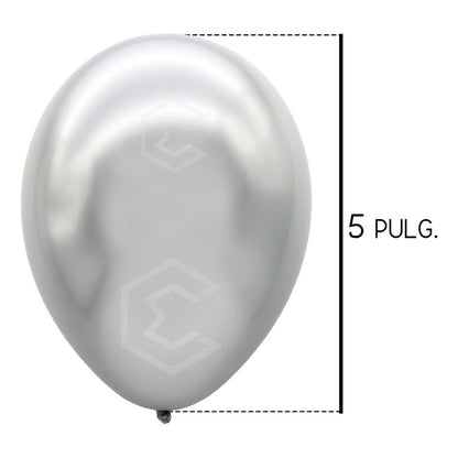 Bolsa 100 Globos Plata Metalizado #5 Fiestas Y Bodas Latex Plata