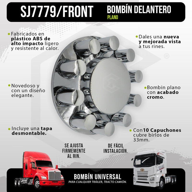 Par Bombin Tapa Masa Delantero Con 10 Capuchones Cromados
