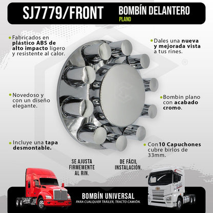 Par Bombin Tapa Masa Delantero Con 10 Capuchones Cromados