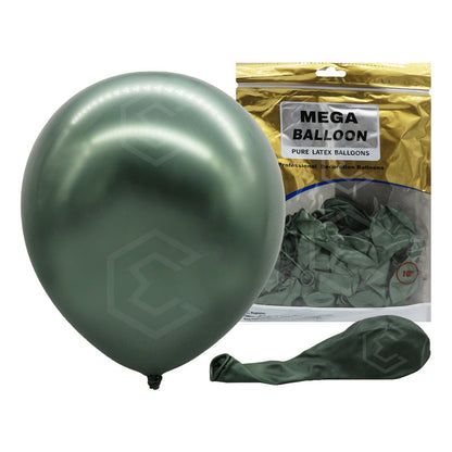 Bolsa 50 Globos Verde Oscuro Metalico #10 Fiesta Boda Latex Verde Oscuro Metalico