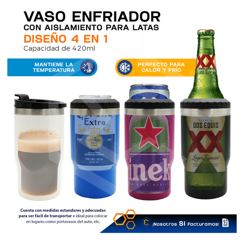Termo Porta Latas Personalizado Nombre O Logo Láser 420ml