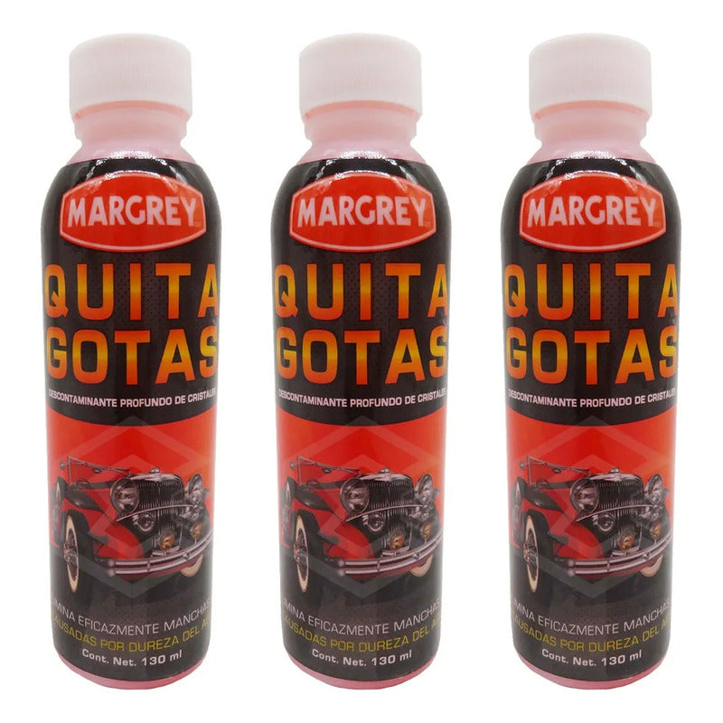 3 Quita Gotas Margrey Parabrisas Ventanales Vidrierias 130ml