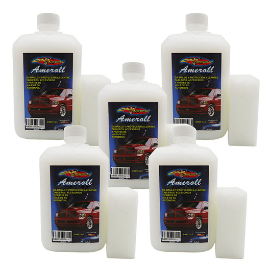 5 Abrillantador Protección Hule Plástico Cn 2 Esponjas 500ml Blanco