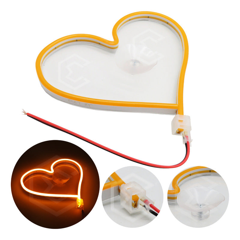 Figura Corazon Led Luz Neon Parabrisas Chupón Grande26cm 12v