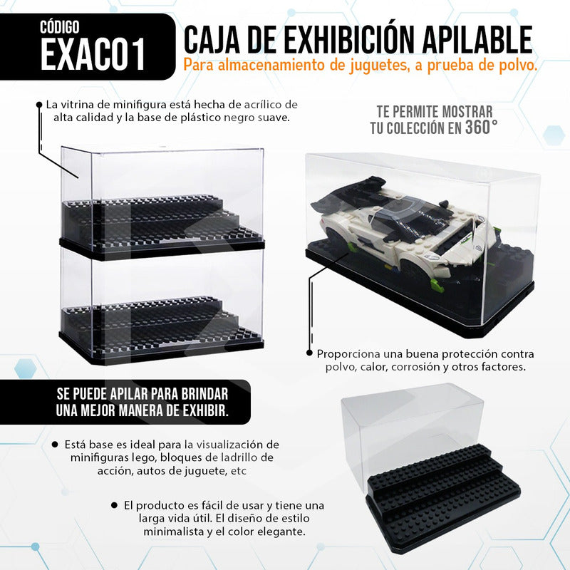 Estante Exhibidor Acrílico Carros Lego Figuras Acción 18 Cm Blanco