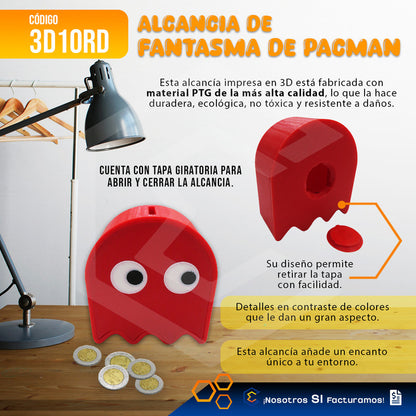 Alcancía Gamer Geek Videojuego Fantasma Pacman Ahorro 3d Ptg