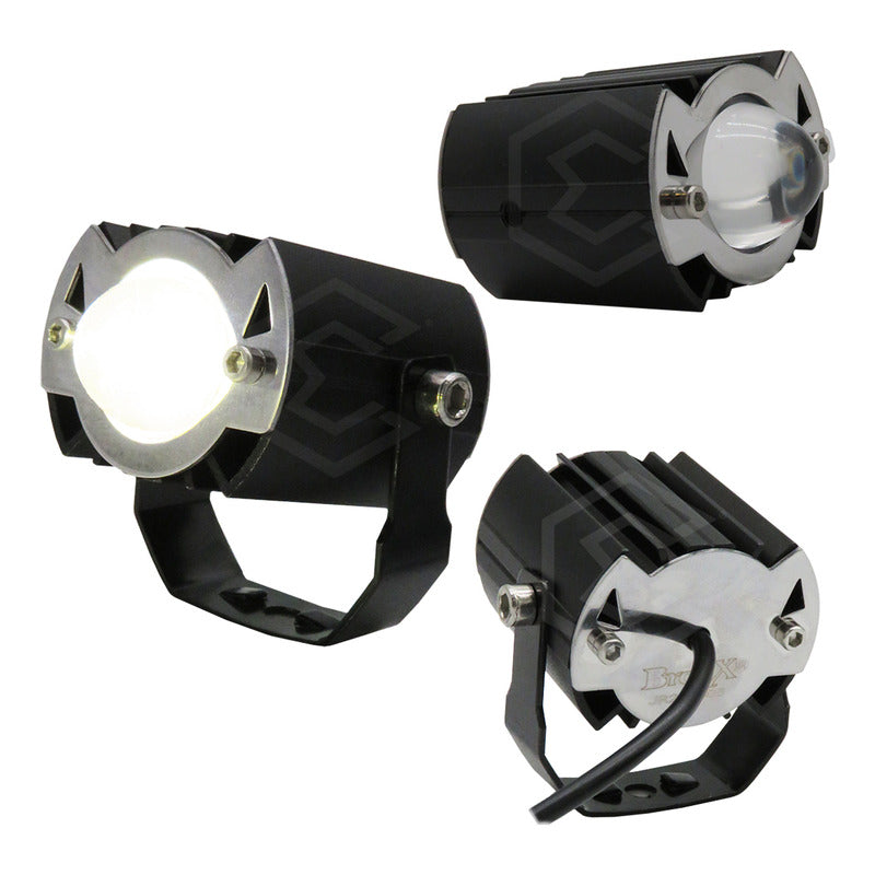 Par De Faros 6 Leds Con Lupa Bicolor 3 Funciones 11w 12-24v